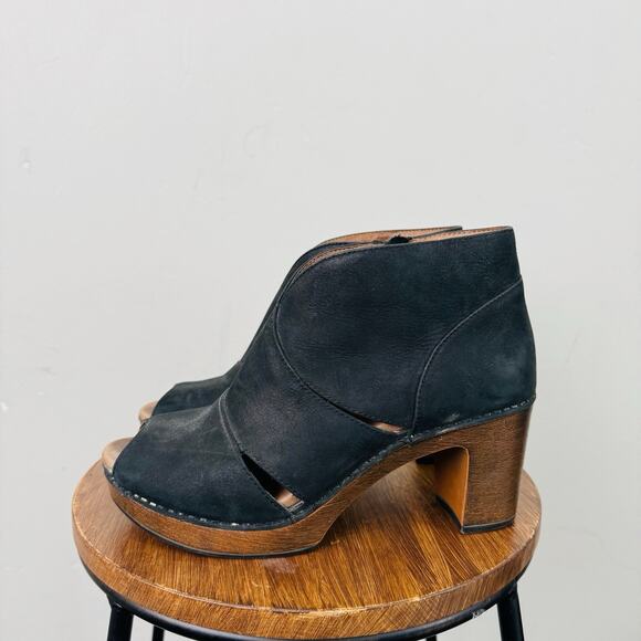 Dansko Black Leather Peep Toe Heels Womens Size 9 - Picture 1 of 9